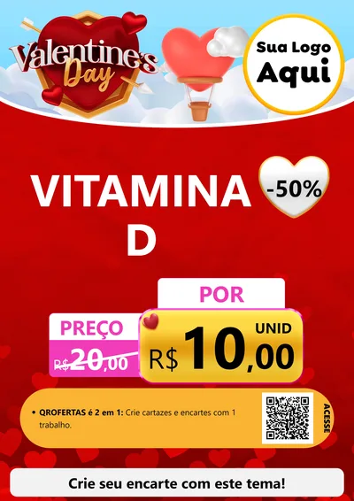 Modelo de Cartaz para Cartaz A4 Vertical com o tema Valentine's Day para Farmácia