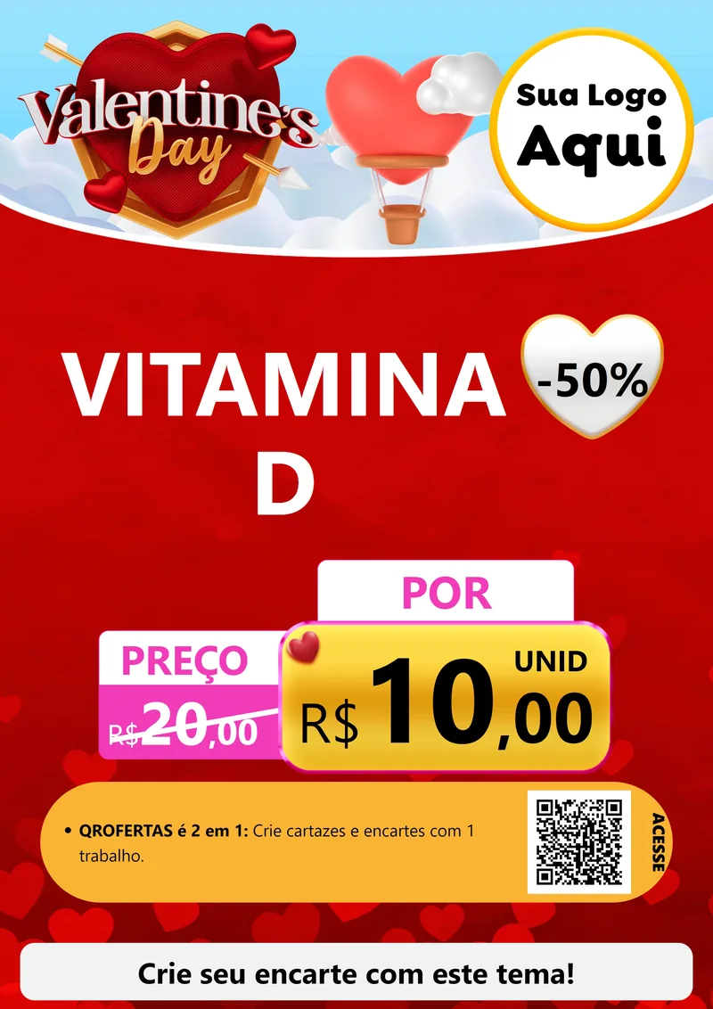 Modelo de Cartaz para Cartaz A4 Vertical com o tema Valentine's Day para Farmácia