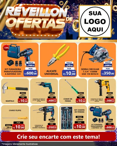 Modelo de Rede Social para Feed Instagram com o tema Réveillon de Ofertas para Maquinas e Ferramentas