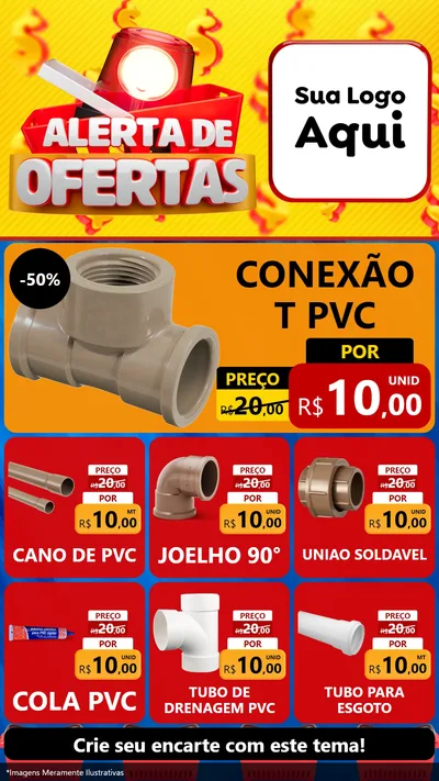 Modelo de Rede Social para Stories com o tema Alerta de Ofertas para Tubos e conexões