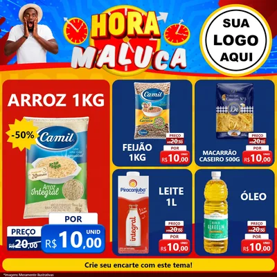 Modelo de Rede Social para Feed Facebook com o tema Hora Maluca para Supermercado