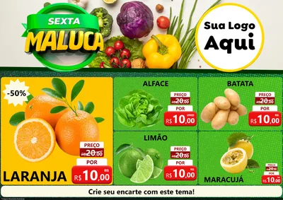 Modelo de Encarte para Encarte A4 Horizontal com o tema Sexta Maluca - Hortifrúti para Hortifrúti