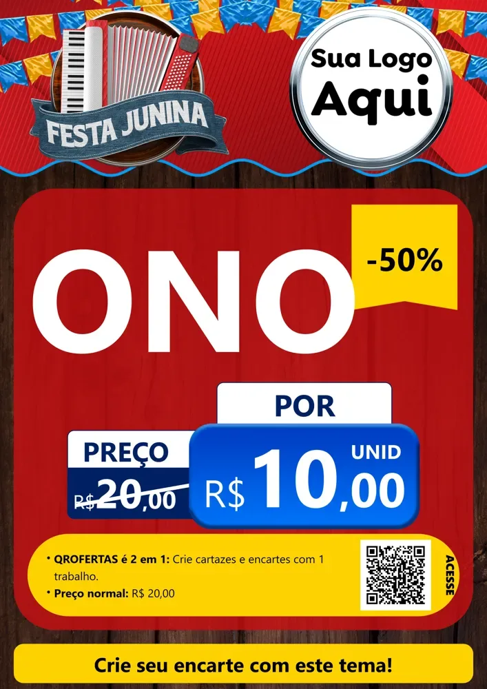 Modelo de Cartaz para Cartaz A4 Vertical com o tema Festa Junina para Óticas