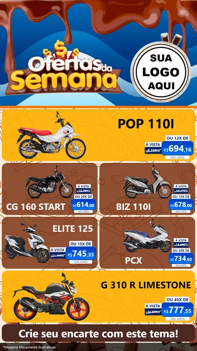 Modelo de TV para TV Vertical com o tema Ofertas da Semana - Páscoa para Concessionaria de Motos