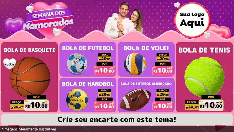 Modelo de TV para TV Horizontal com o tema Semana dos Namorados para Artigos Esportivos