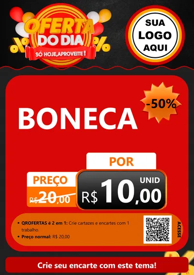 Modelo de Cartaz para Cartaz A4 Vertical com o tema Oferta do Dia - Só hoje, Aproveite! para Brinquedos
