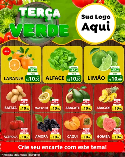Modelo de Rede Social para Feed Instagram com o tema Terça Verde para Hortifrúti