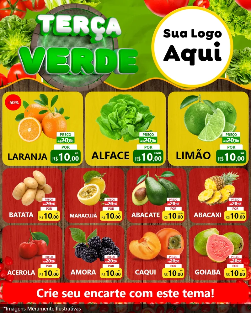 Modelo de Rede Social para Feed Instagram com o tema Terça Verde para Hortifrúti