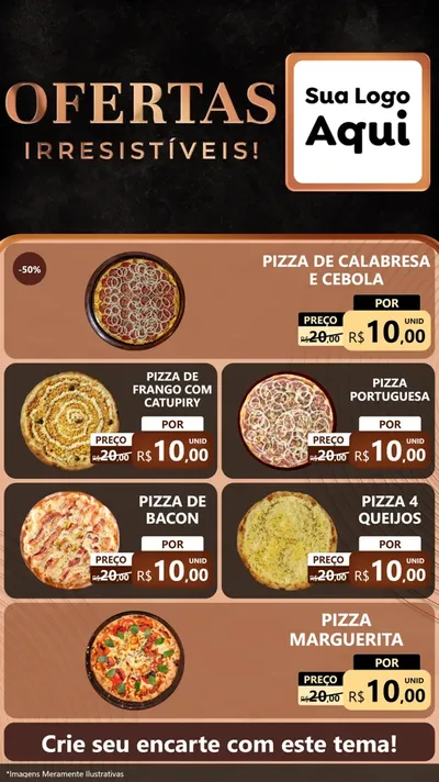 Modelo de TV para TV Vertical com o tema Ofertas Irresistíveis! para Pizzaria