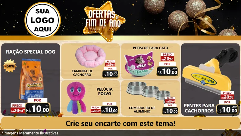 Modelo de TV para TV Horizontal com o tema Ofertas de Fim de Ano para Pet Shop