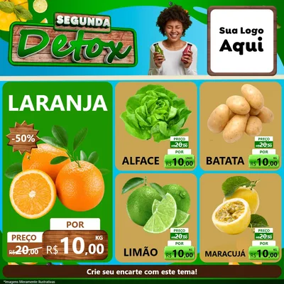 Modelo de Rede Social para Feed Facebook com o tema Segunda Detox para Hortifrúti