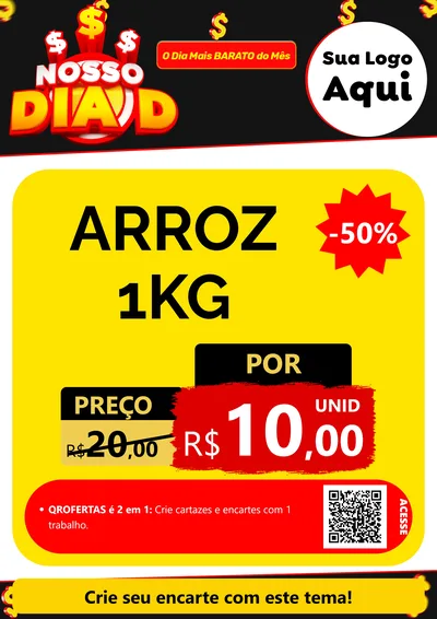 Modelo de Cartaz para Cartaz A4 Vertical com o tema Nosso Dia D para Supermercado
