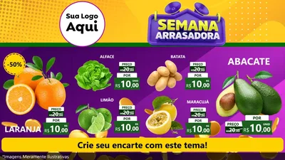 Modelo de TV para TV Horizontal com o tema Semana Arrasadora para Hortifrúti