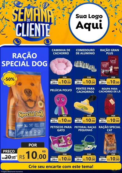 Modelo de Encarte para Encarte A4 Vertical com o tema Semana do Cliente para Pet Shop