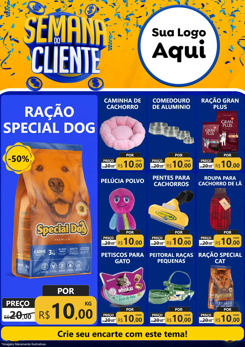 Modelo de Encarte para Encarte A4 Vertical com o tema Semana do Cliente para Pet Shop
