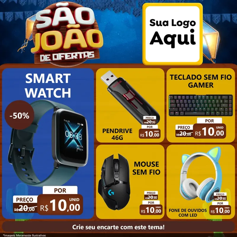 Modelo de Rede Social para Feed Facebook com o tema São João Ofertas Imbatíveis! - Junina para Informática