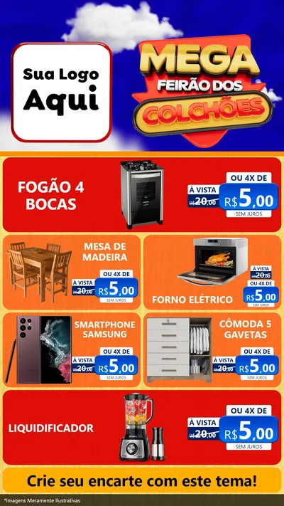 Modelo de TV para TV Vertical com o tema Mega Feirão dos Colchões