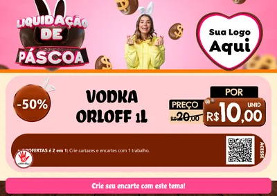 Modelo de Cartaz para Cartaz A4 Horizontal com o tema Liquidação de Páscoa para Distribuidora de bebidas