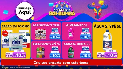 Modelo de TV para TV Horizontal com o tema Festa Boi-Bumbá para Produtos de Limpeza