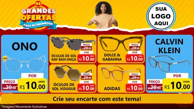 Modelo de TV para TV Horizontal com o tema Grandes Ofertas Para Economizar! para Óticas
