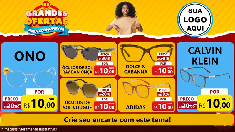 Modelo de TV para TV Horizontal com o tema Grandes Ofertas Para Economizar! para Óticas