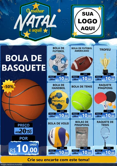 Modelo de Encarte para Encarte A4 Vertical com o tema O Melhor Natal É Aqui! para Artigos Esportivos