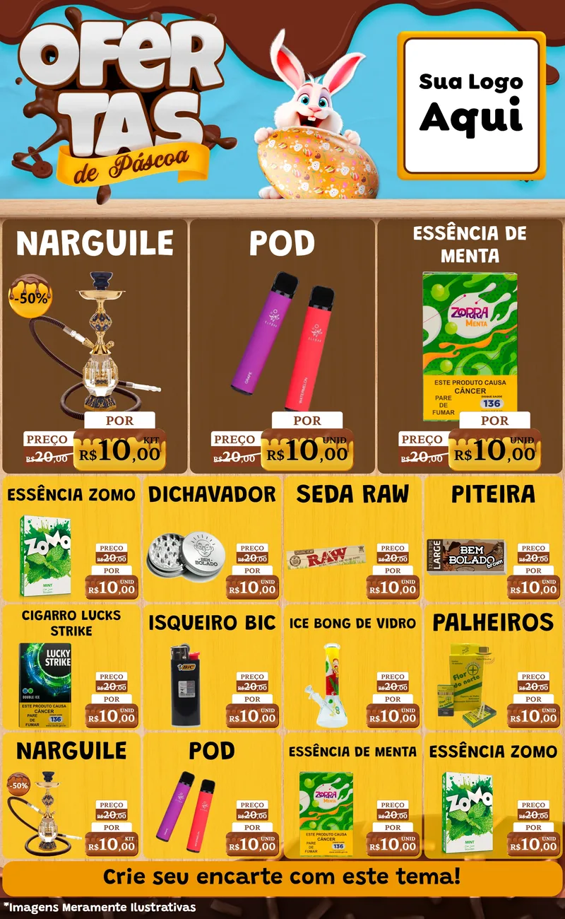 Modelo de Encarte para Encarte Grande com o tema Ofertas de Páscoa para Tabacaria