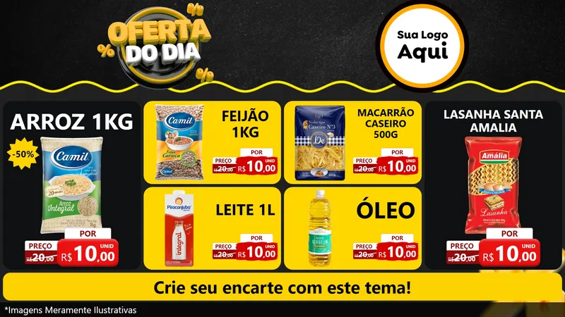 Modelo de TV para TV Horizontal com o tema Oferta Do Dia para Supermercado