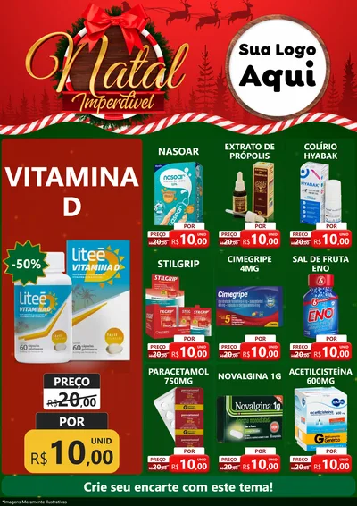 Modelo de Encarte para Encarte A4 Vertical com o tema Natal Imperdível para Farmácia
