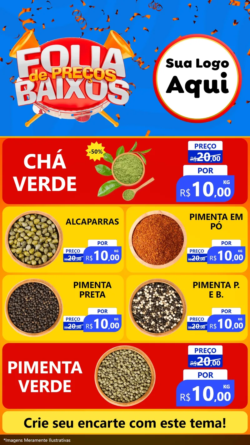 Modelo de TV para TV Vertical com o tema Folia de Preços Baixos para Produtos Naturais