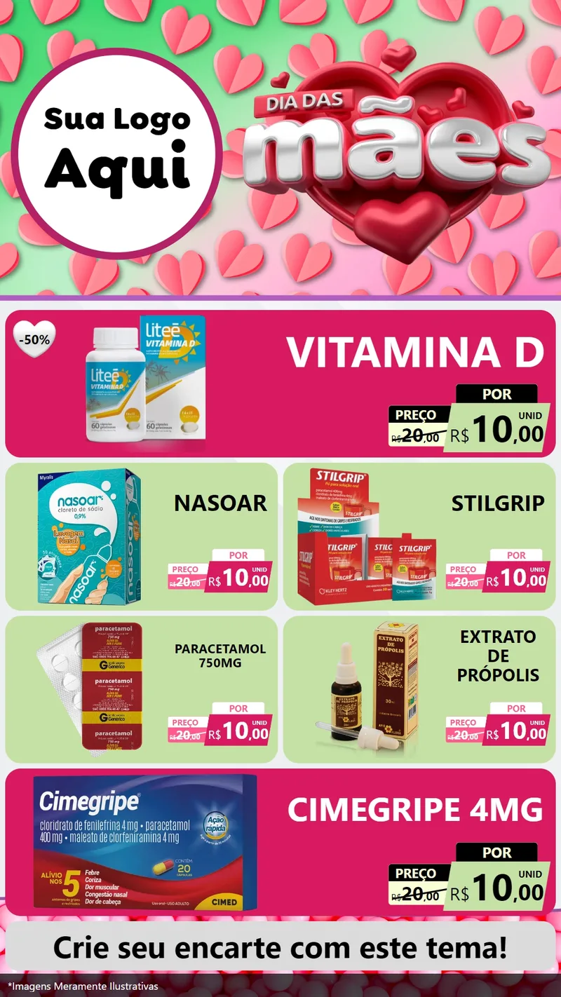 Modelo de TV para TV Vertical com o tema Dia das Mães para Farmácia