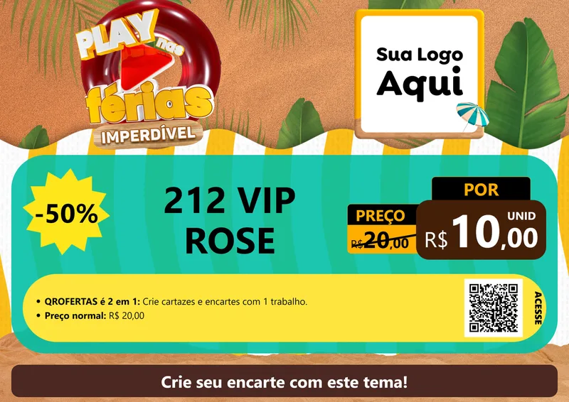 Modelo de Cartaz para Cartaz A4 Horizontal com o tema Play Nas Férias Imperdível para Perfumes