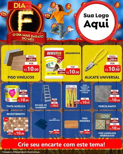 Modelo de Rede Social para Feed Instagram com o tema Dia F - O Dia Mais Barato Do Mês para Material para Construção