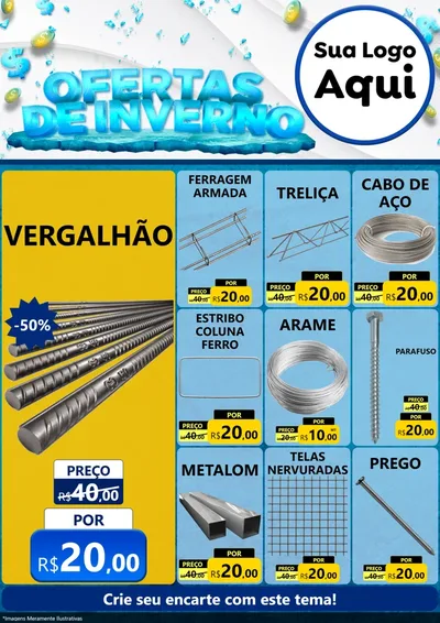 Modelo de Encarte para Encarte A4 Vertical com o tema Ofertas de Inverno para Ferragens