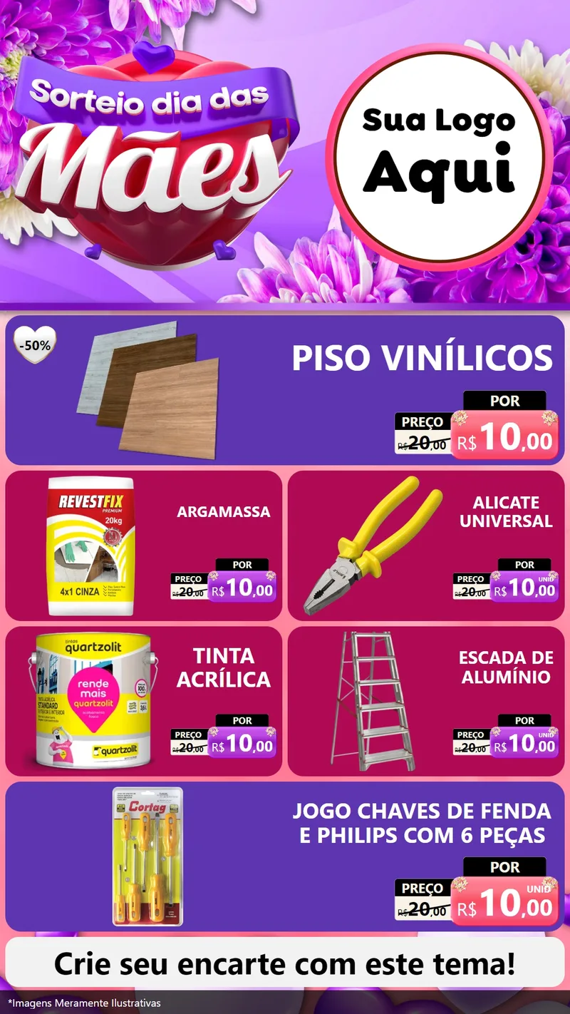 Modelo de TV para TV Vertical com o tema Sorteio Dia das Mães para Material para Construção
