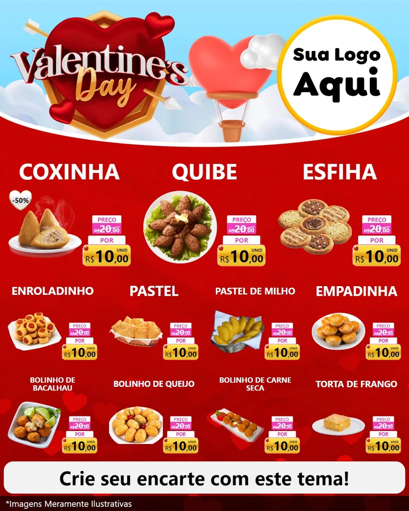 Modelo de Rede Social para Feed Instagram com o tema Valentine's Day para Salgadaria