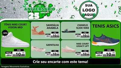 Modelo de TV para TV Horizontal com o tema Promoção de Aniversário - 25 Anos para Calçados