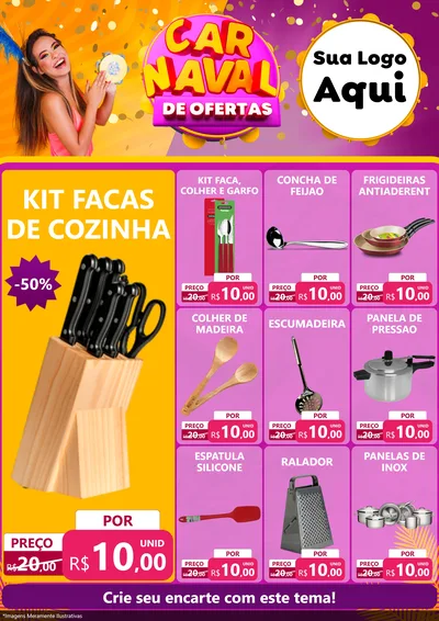 Modelo de Encarte para Encarte A4 Vertical com o tema Carnaval de Ofertas para Utilidades Domésticas