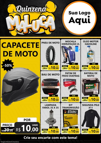 Modelo de Encarte para Encarte A4 Vertical com o tema Quinzena Maluca para Moto peças