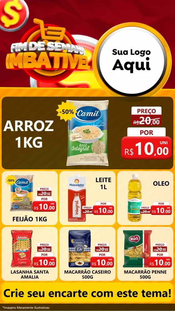 Modelo de Rede Social para Stories com o tema Fim de Semana Imbatível para Supermercado