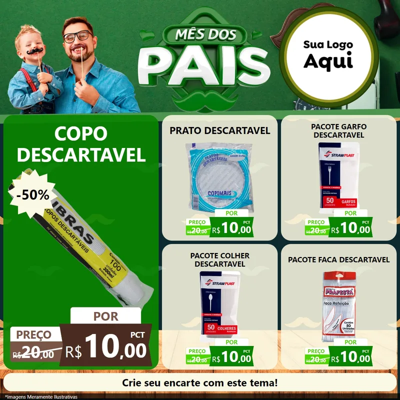 Modelo de Rede Social para Feed Facebook com o tema Mês dos Pais para Embalagens