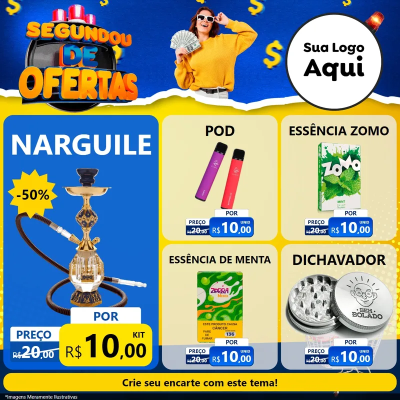 Modelo de Rede Social para Feed Facebook com o tema Segundou de Ofertas para Tabacaria
