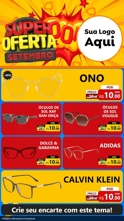 Modelo de TV para TV Vertical com o tema Super Oferta Setembro para Óticas