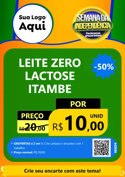 Modelo de Cartaz para Cartaz A4 Vertical com o tema Semana da Independência Declaramos Preços Baixos para Frios e Laticínios