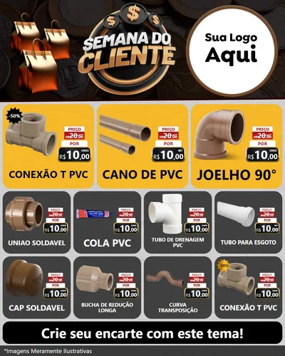 Modelo de Rede Social para Feed Instagram com o tema Semana do Cliente para Tubos e conexões