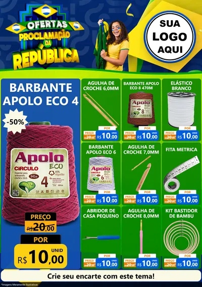 Modelo de Encarte para Encarte A4 Vertical com o tema Ofertas Proclamação da República para Armarinho e Aviamentos