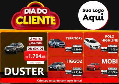 Modelo de Encarte para Encarte A4 Horizontal com o tema Dia do Cliente para Concessionaria de Carros