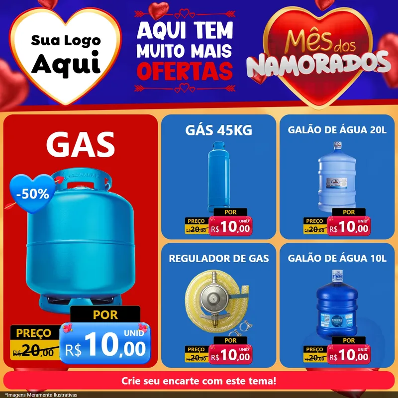 Modelo de Rede Social para Feed Facebook com o tema Mês dos Namorados para Água e gás