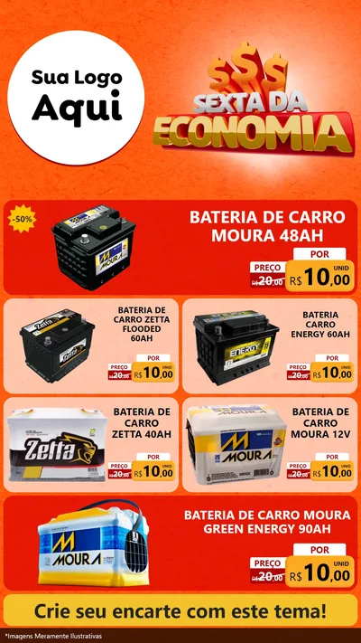 Modelo de TV para TV Vertical com o tema Sexta da Economia para Baterias Elétricas