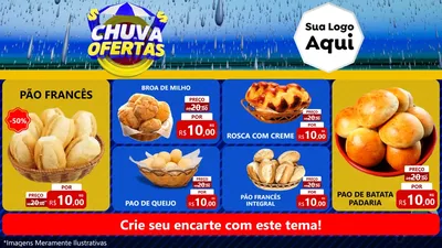 Modelo de TV para TV Horizontal com o tema Chuva de Ofertas para Padaria